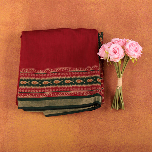 Soft Chanderi Cotton Silk Saree With Hand-Block Print And Zari Work Done on Pallu