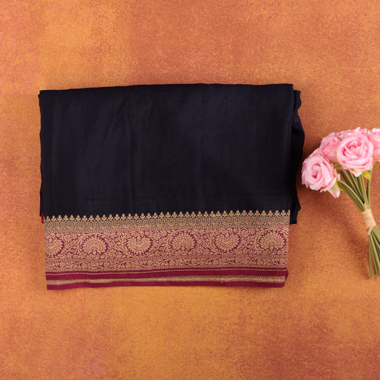Crepe Banarasi Silk Saree | Rich Zari Border & Contrast Pallu