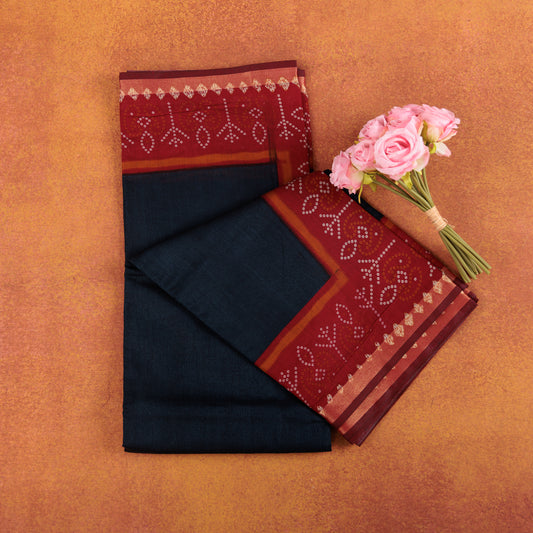 Handcrafted Chanderi Cotton Saree | Ethnic Block Print & Zari Work
