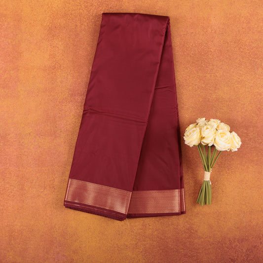 Plain Maroon Semi-Silk Kanjivaram Saree | Contrast Beige Blouse