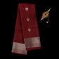 Burgundy Kanjivaram Silk Saree | Silver Zari Wedding Wear for Women