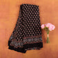 Black Silk Ajrak Modal Silk Saree with Traditional Hand Block Printed Ajrak Pattern for Women