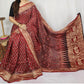 Dolla Modal Silk Saree | Red Banarasi Modal Silk | Soft Silk Saree with Heavy Zari Border | Wedding & Party Wear Saree