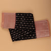 Black & Pink Kanjivaram Semi-Silk Saree | Silver Zari Butti Work