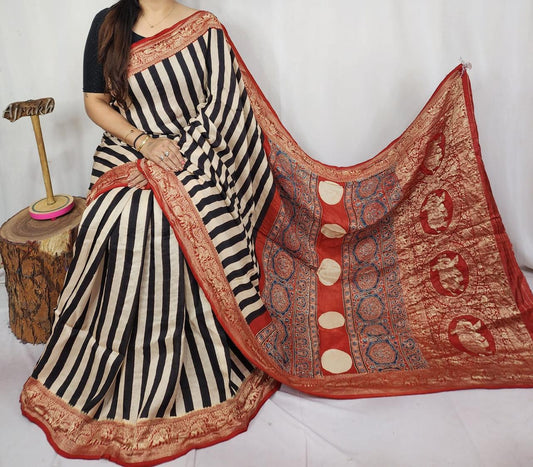 Dolla Modal Silk Saree | Red Banarasi Modal Silk | Soft Silk Saree with Heavy Zari Border | Wedding & Party Wear Saree