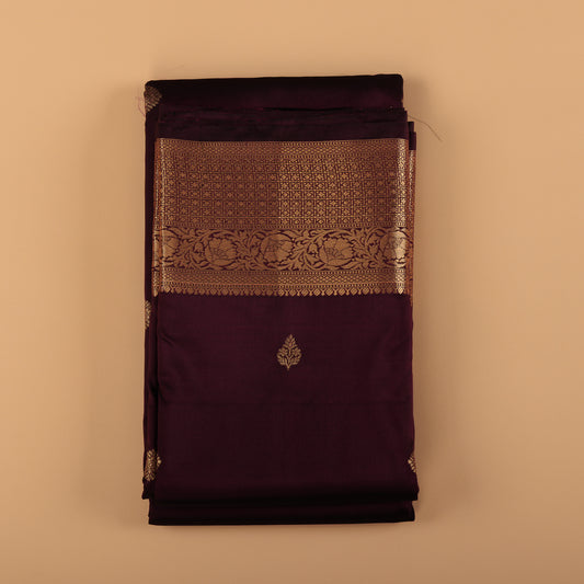 Wine Kanjivaram Silk Saree | Copper Zari Small Butti Wedding Wear