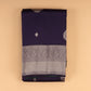 Purple Kanjivaram Silk Saree | Silver Zari Border | Contrast Green Blouse