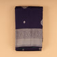 Purple Kanjivaram Silk Saree | Silver Zari Border | Contrast Green Blouse