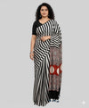 White & Black Ajrak Modal Silk Saree | Traditional Hand Block Printed Ethnic Saree for Women