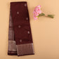 Coffee Brown Kanjivaram Semi Silk Saree | Silver Zari Floral Motifs Wedding Wear