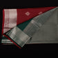 Pure Kanjivaram Wine-Red Saree | Silver Zari Work | Bottle Green Contrast Border| Festive Wear