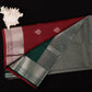 Pure Kanjivaram Wine-Red Saree | Silver Zari Work | Bottle Green Contrast Border| Festive Wear