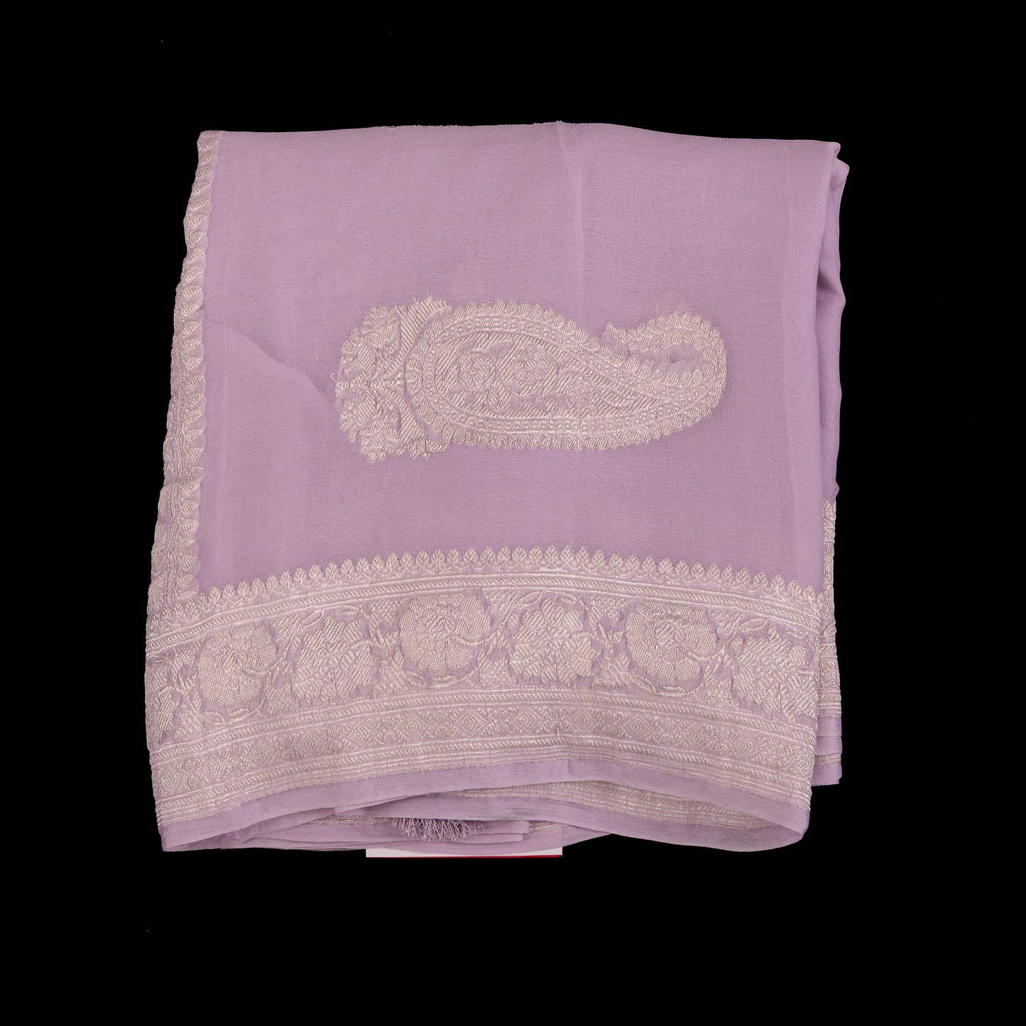 Lavender Khaddi Chiffon Saree | Handloom Banarasi Silver Zari Buti Saree | Pastel colour banarasi
