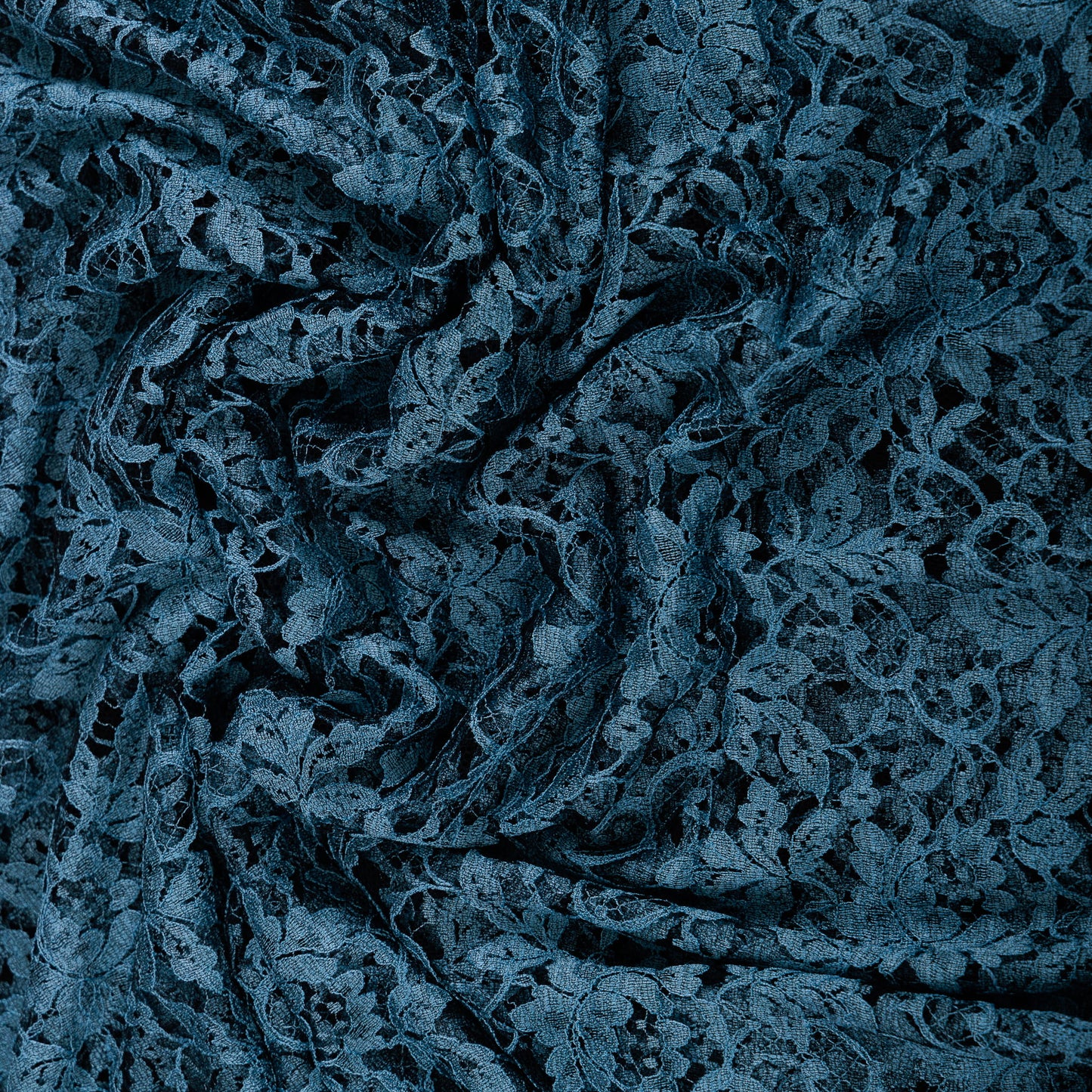 Steel Blue Chantilly Lace Saree | Designer Party Wear Floral Lace Saree
