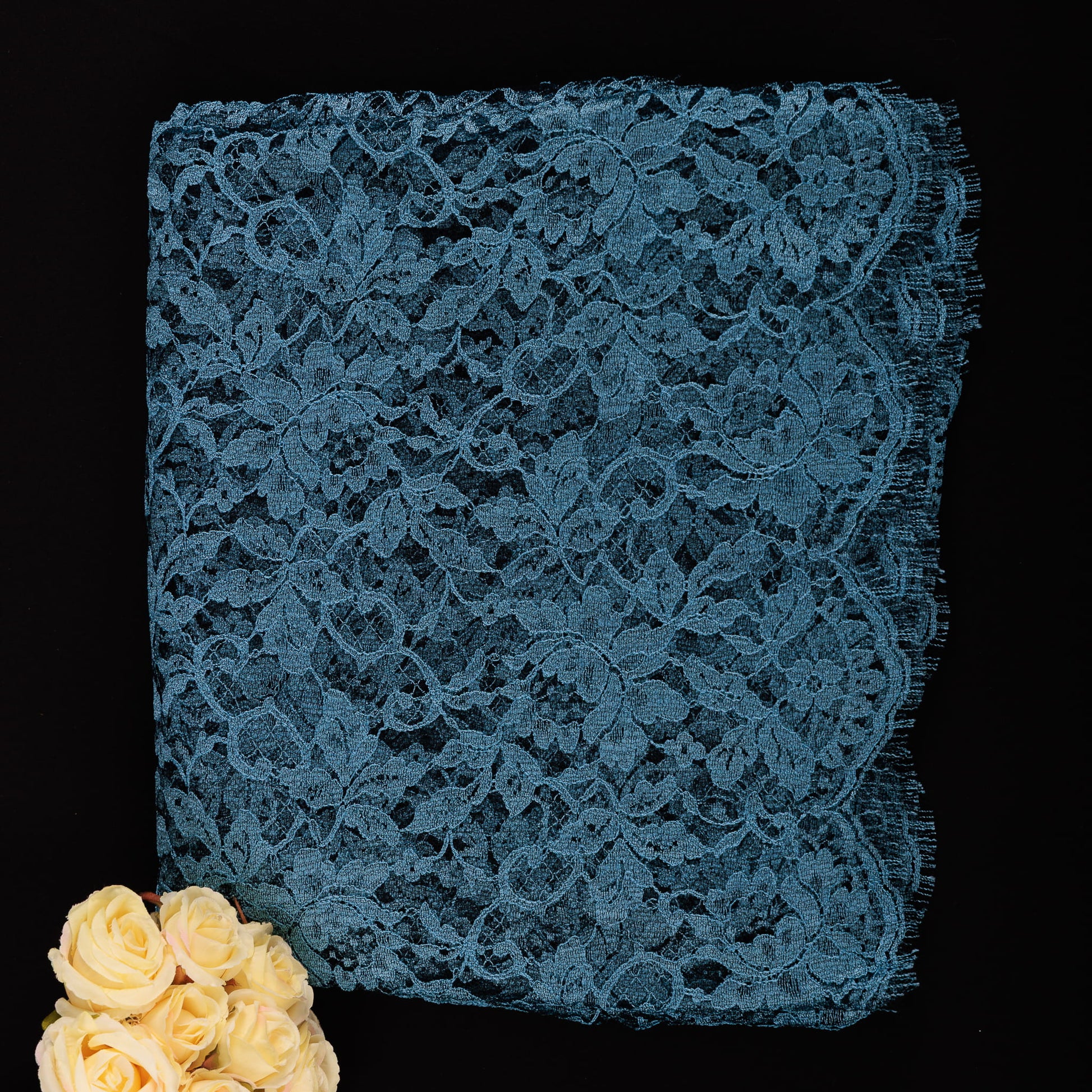 steel-blue-chantilly-lace-saree-floral-scalloped-border-designer-party-wear