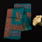 Teal Green Mulberry Silk Saree | Orange Hand Block Printed Designer Party Wear