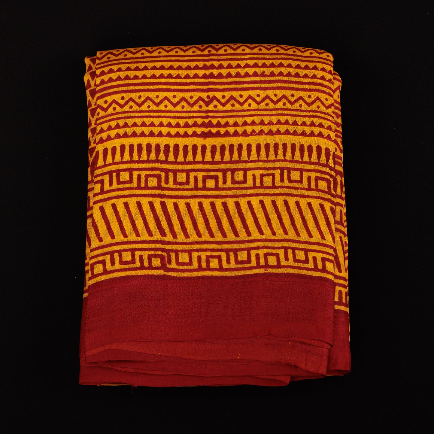 Bishnupuri 3-Ply Silk Saree | Handblock Printed Pure Silk | Festive