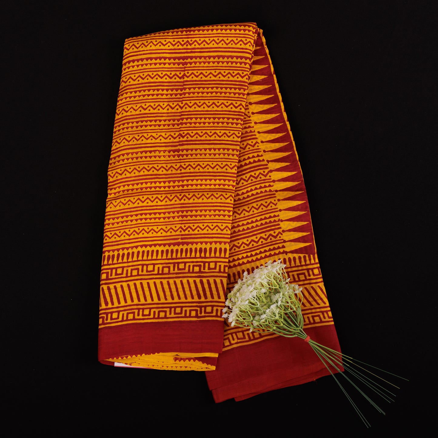 Bishnupuri 3-Ply Silk Saree | Handblock Printed Pure Silk | Festive