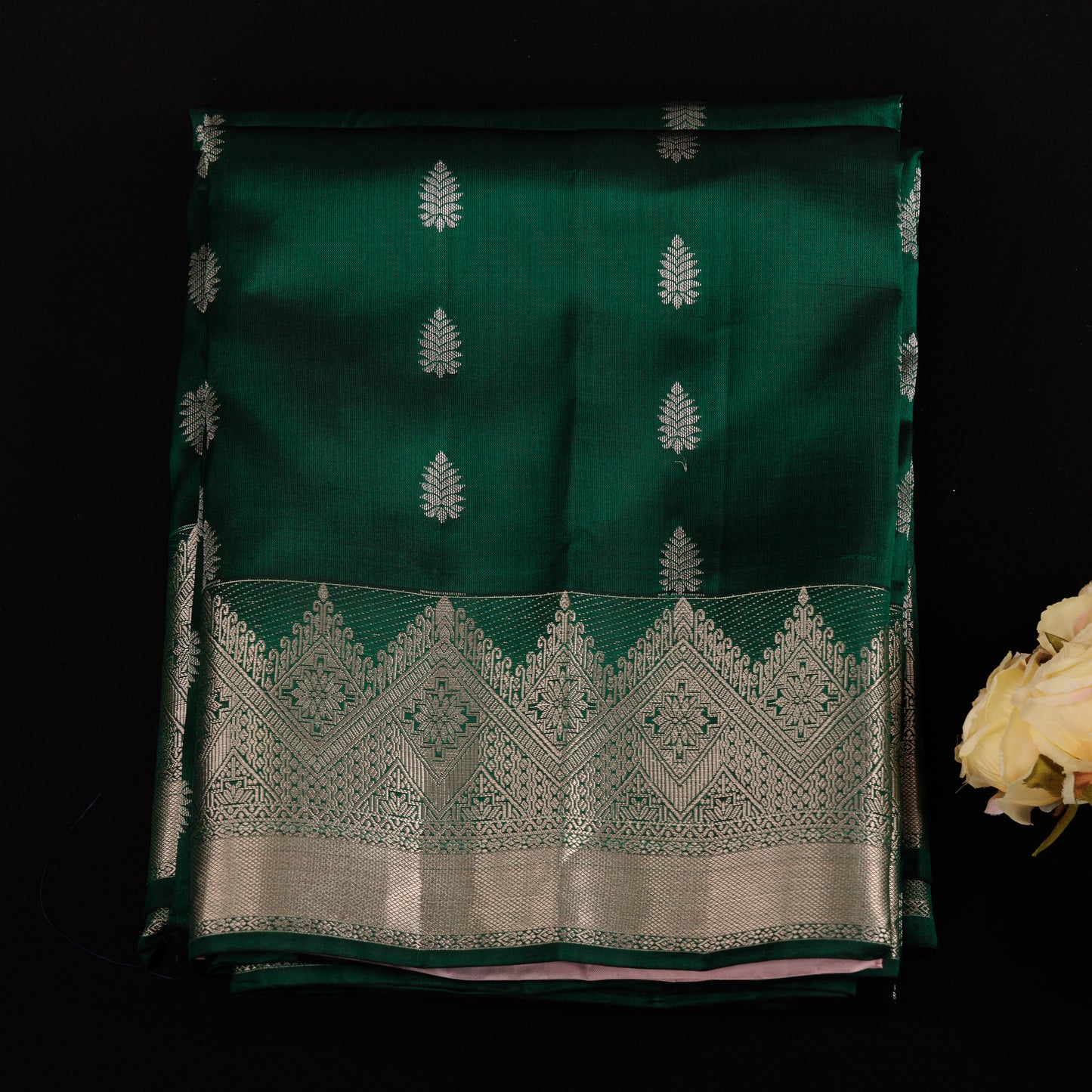 Green Kanjivaram Silk Saree | Silver Zari Wedding Wear | Pure Handloom Saree