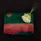 Green Banarasi Raw Silk Saree | Contrast Rani Pink Border | Wedding Silk Saree