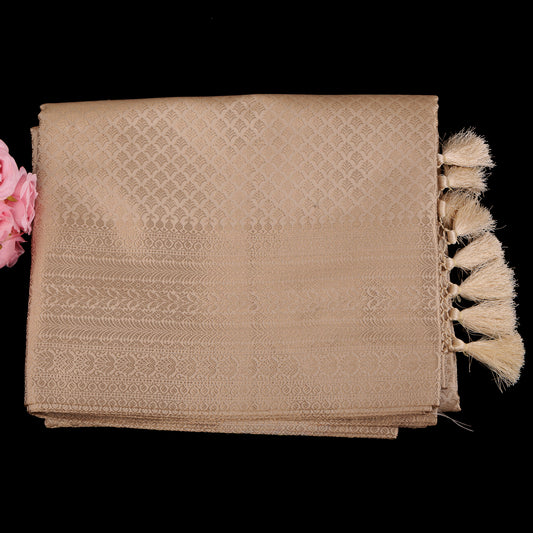 golden-beige-banarasi-silk-saree-brocade-weave-rich-tassels-wedding-wear