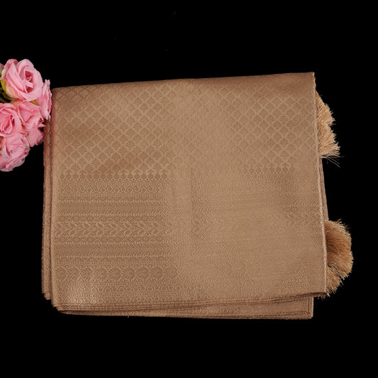 Gold Banarasi Brocade Saree | Heavy Weave Silk Saree with Tassels | Bridal & Wedding Wear