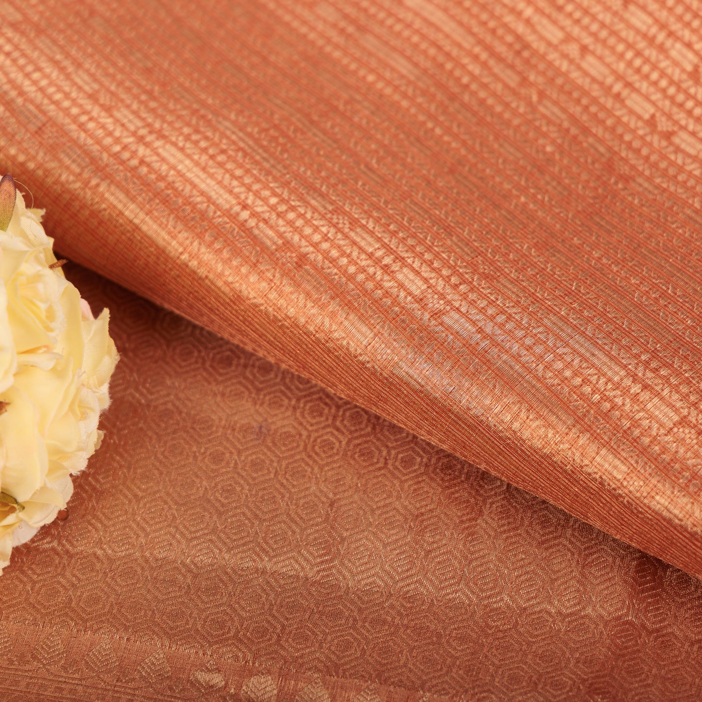 Nayanthara Tissue Silk Saree | Orange Golden Banarasi Tissue | Wedding & Celebrity Style Saree
