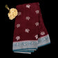Wine and Blue Banarasi Saree | Semi Crepe Silk Saree | Gold Zari Contrast Border Wedding Saree