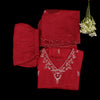 Red Dolo Silk Stitched Suit | Designer Embroidered Silk Suit Set | Women's Party Wear Red Salwar Kameez
