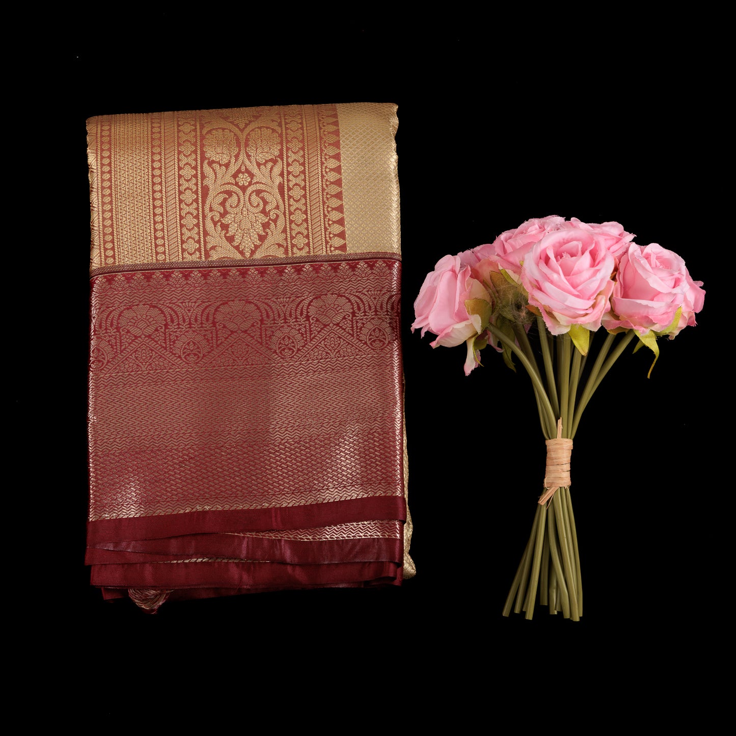 Gold Tissue Kanjivaram Saree | Semi-Silk Brocade Saree | Metallic Gold Wedding Saree | Kanjivaram Tissue Silk for Brides