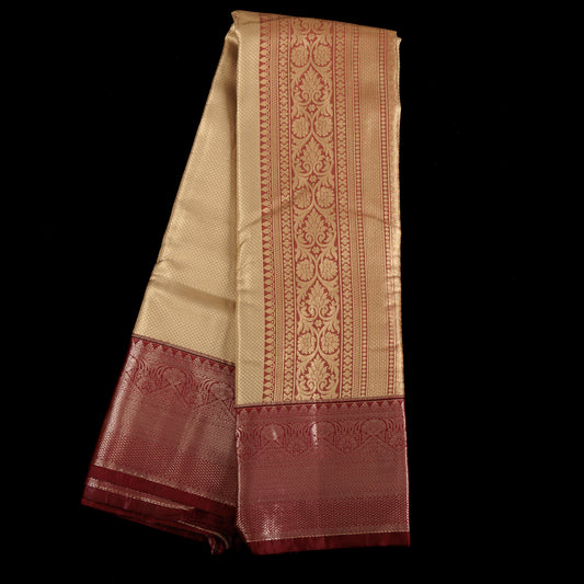 gold-tissue-kanjivaram-semi-silk-saree-maroon-brocade-border-wedding-wear
