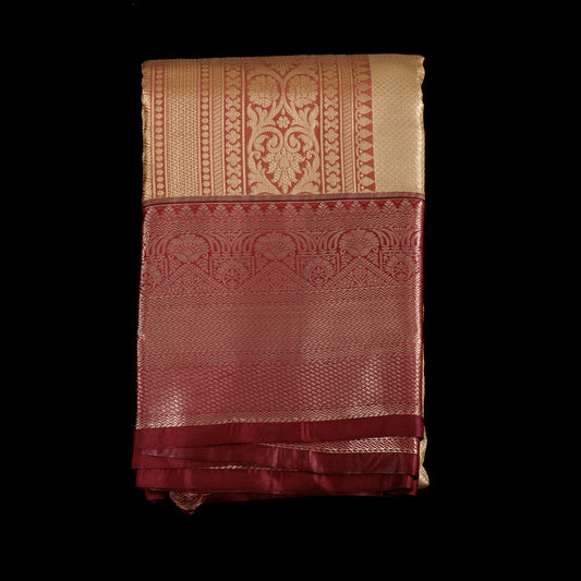Gold Tissue Kanjivaram Saree | Semi-Silk Brocade Saree | Metallic Gold Wedding Saree | Kanjivaram Tissue Silk for Brides
