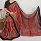 Red Ajrakh Modal Silk Saree for Women | Hand Block Printed Silk Ajrak Modal Silk Saree