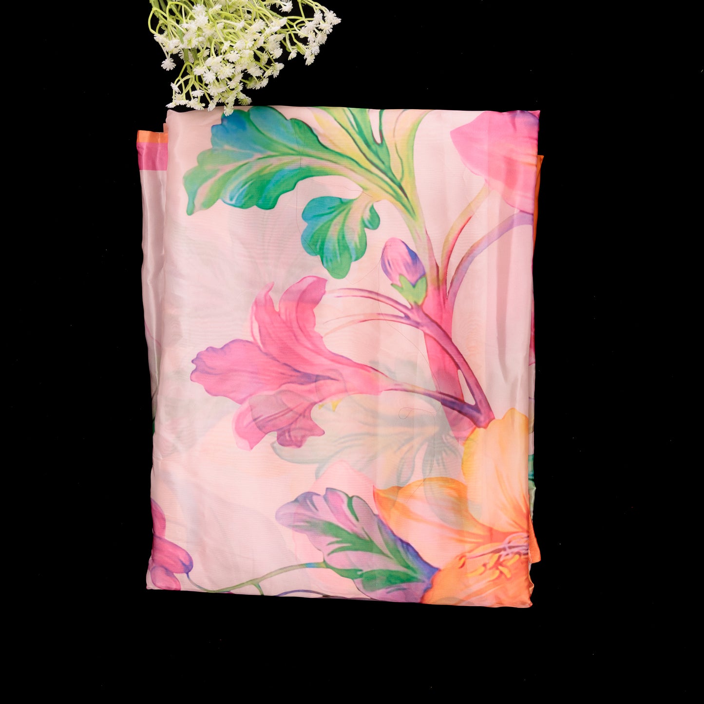 Floral Organza Saree | Pink Printed Ready to Wear Saree | Lightweight Organza with Contrast Border | Designer Floral Symphony Saree