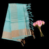 Sea Green Tussar Silk Saree | Raw Silk Saree for Weddings | Tussar Silk with Gold Border | Authentic Bhagalpur Tussar Saree