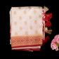 Ivory Tissue Silk Saree | White & Red Wedding Saree | Gold Polka Dot Tissue Saree | Designer Tissue Silk for Bridesmaids | Party Wear Tissue Saree