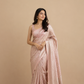 Nude Pink Brocade Silver Zari Weaved Banarasi Mashru Silk Saree