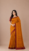 Bishnupuri 3-Ply Silk Saree | Handblock Printed Pure Silk | Festive
