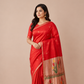 Gorgeous Matka Silk in Red with Jamdani weaving with Paithani Pallu