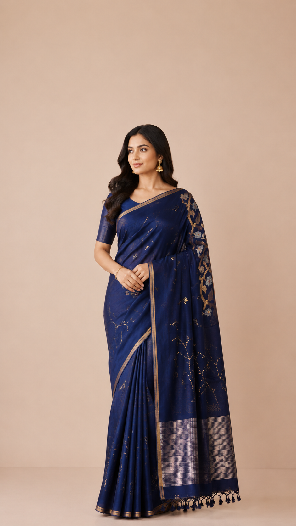 Muslin silk Saree in Blue