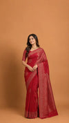 Red Banarasi Raw Silk Saree | Dull Gold Zari Work | Traditional Wedding Silk Saree