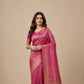 Pure Khaddi Crepe Georgette Banarasi Handloom Saree-Brocade in Royal Pink