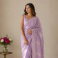 Lavender Khaddi Chiffon Saree | Handloom Banarasi Silver Zari Buti Saree | Pastel colour banarasi