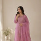 Pink Mukaish Kamdani Suit in Mul Cotton