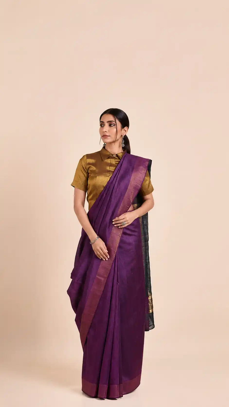 Purple Tussar Geecha Silk Premium Saree| Authentic Bhagalpur Silk Saree