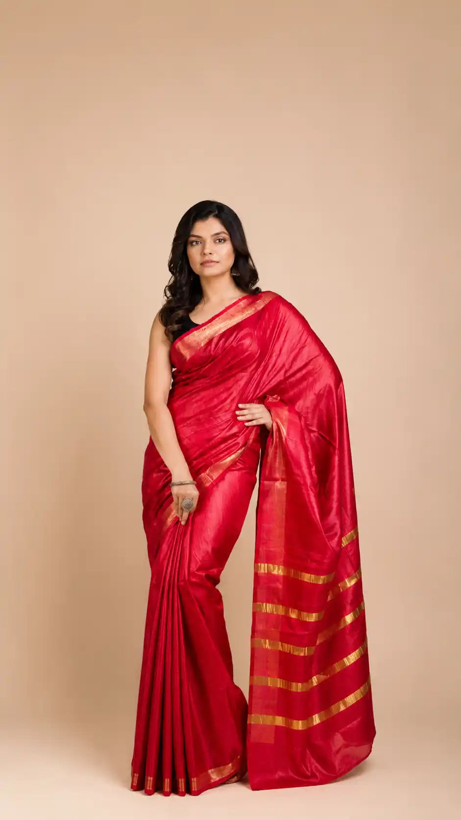 Red Tussar Geecha Silk Premium Saree| Authentic Bhagalpur Silk Saree