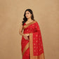 Pure Kanjivaram Silk Saree in Red & Green  | Bridal Gold Zari Work | Wedding Wear