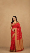 Pure Kanjivaram Silk Saree in Red & Green  | Bridal Gold Zari Work | Wedding Wear