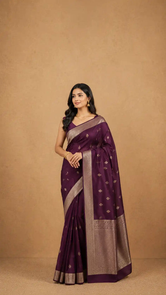 Handcrafted Pure Kanjivaram Silk Saree | Rich Zari Border | Wedding & Festive Wear