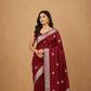 Burgundy Kanjivaram Silk Saree | Silver Zari Wedding Wear for Women